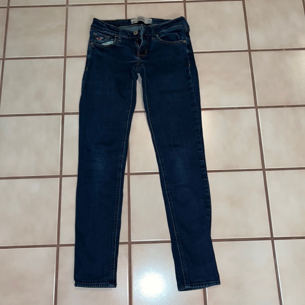 Dark denim low rise skinny jeans